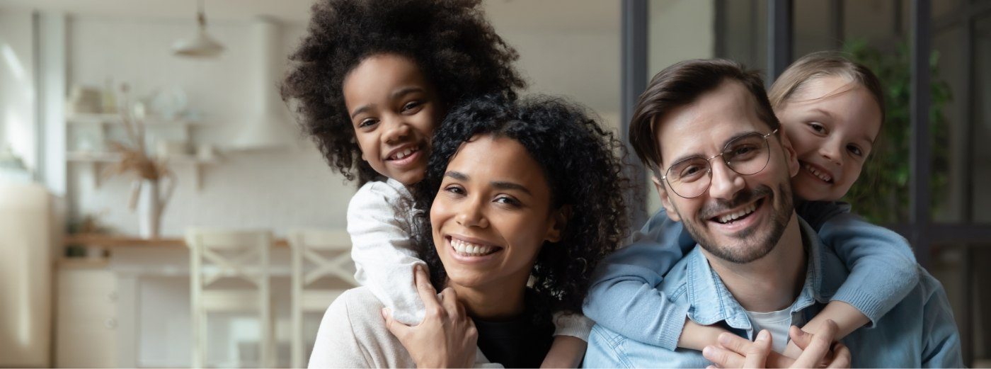 smiling family in Alpharetta